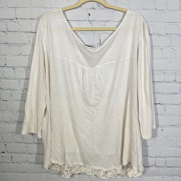Romantic Prairie Lace Tunic Women Plus Size 2XL Ivory Sheer Overlay Cottagecore - Picture 9 of 9